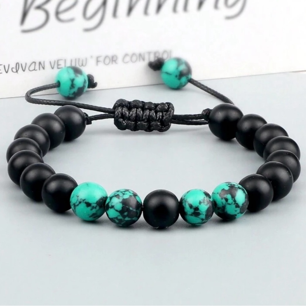 Turquoise and Black Beaded Bracelet